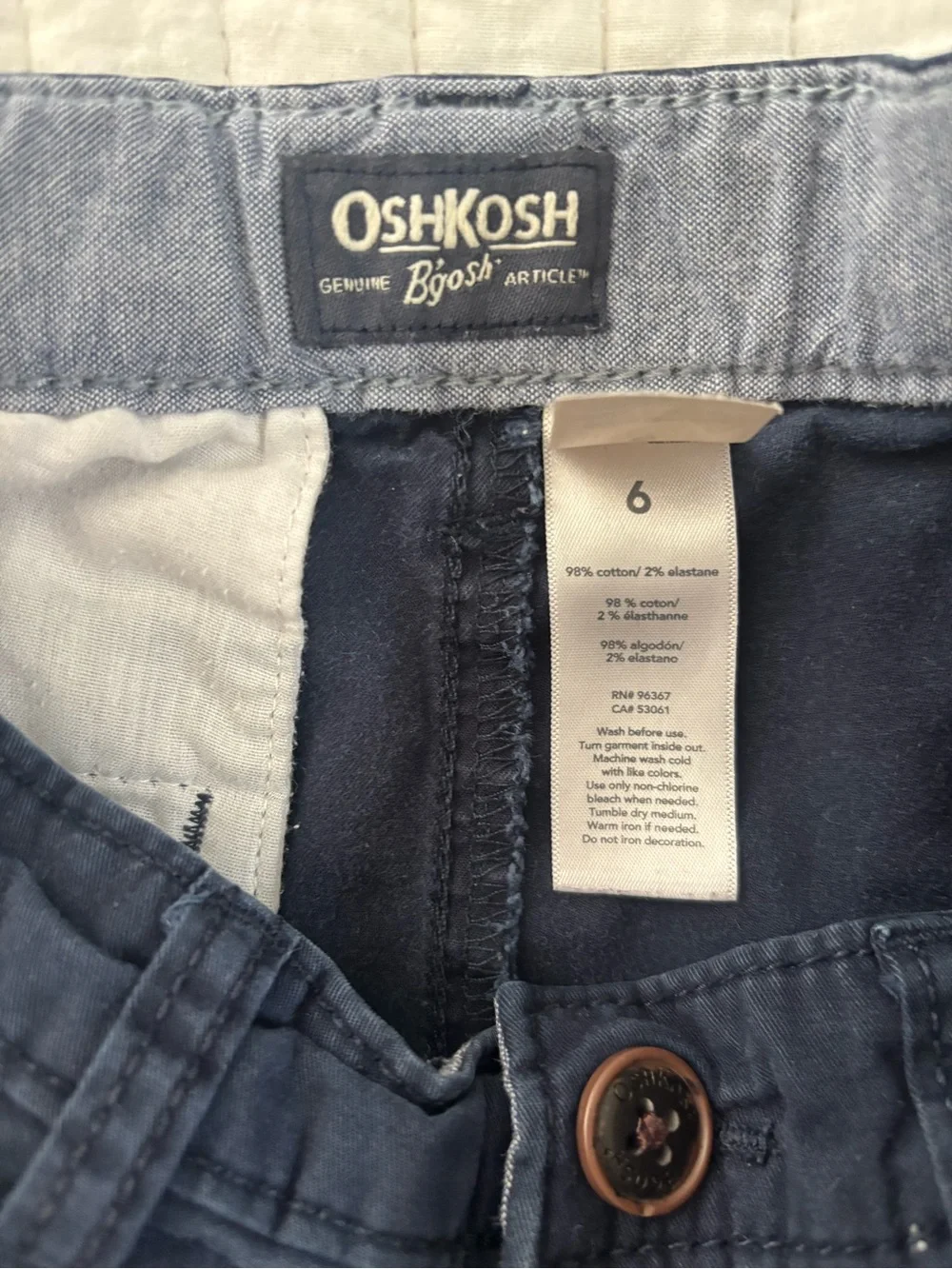 Boys Navy Cotton Chino Shorts size 6